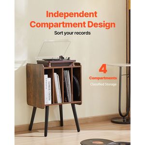 Supporto Girevole in Legno a 2 Livelli con 4 Armadietti e Spazio per 100 Album in Vinile - Product Image 3