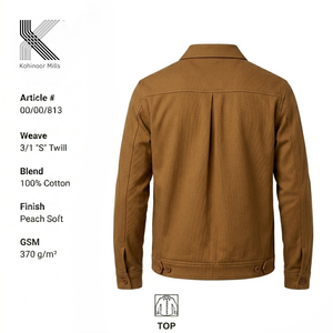 Kohinoor Mills Men's 100% Cotton Twill Work Jacket 370GSM Zipper Front Solid Color <b>Top</b> - Product Image 2