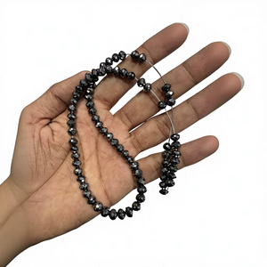 Perles facettées rondes en diamant noir de grande taille AAA, 6-9 mm. Pierre naturelle de 120 carats, poids 38 cm, pour la fabrication de bijoux - Product Image 1