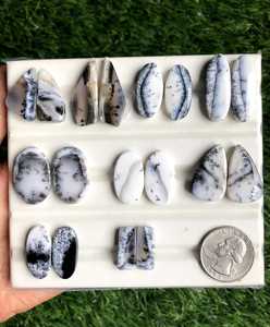 High Demand Natural Dendritic Opal Matching Pairs Wholesale Loose Gemstone Teardrop Cabochon Pair for Earring Jewelry Making - Product Image 3