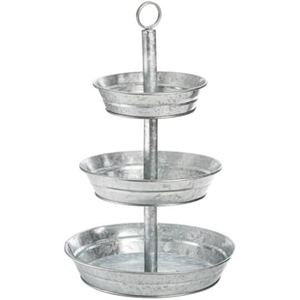 <b>3</b> <b>Tier</b> Galvanized <b>Cake</b> <b>Stand</b> Metal Tiered Serving Tray with Scalloped Edges for Cupcakes & Desserts Food Display <b>Stand</b> for Sale - Product Image 4