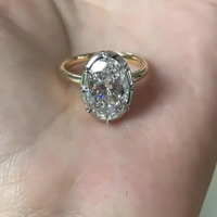 Anillo de compromiso y boda victoriano georgiano de 3 quilates con diamante ovalado cultivado en laboratorio, certificado IGI, oro amarillo de 18k, corte de lujo, engaste tipo botón, envío gratis