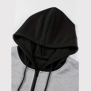 Sudadera con Capucha Personalizada con Múltiples Paneles y Cremallera para Hombre, Sudadera Informal de Invierno de Forro Polar y Algodón, Impresión de Logotipo OEM - Product Image 3