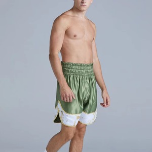 Shorts de boxe unisexes personnalisés, impression par sublimation, satin, trunks de combat, logo OEM, vêtements d'entraînement et de compétition, vente en gros, 100% polyester - Product Image 5