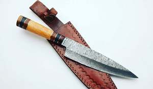Cuchillo de Chef Japonés de Acero de Damasco Hecho a Mano con Mango de Madera, Utensilio de Cocina - Product Image 1
