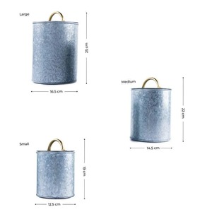 Contenants de stockage alimentaire en métal cylindriques avec couvercles, hermétiques, pour la conservation de la fraîcheur, design industriel, pour utilisation en garde-manger - Product Image 6