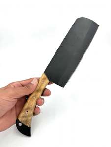 Cuchillo de carnicero artesanal de acero negro con mango de madera de arce rizado, herramienta de preparación culinaria - Product Image 4