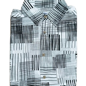 100% coton AOP imprimé chemise à manches courtes pour hommes décontracté et formel motif solide respirant et durable pour un look d'été parfait - Product Image 3