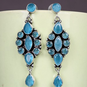 Hot Selling Multi Color Gemstone Drop <b>Earrings</b> | Trendy Brass Fashion <b>Dangle</b> <b>Earrings</b> for Women | Party Bulk Wholesale Supplier - Product Image 6