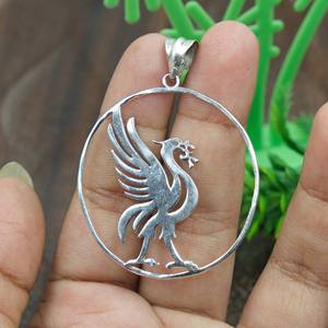 Colgante de Plata de Ley 925 con Forma de Fénix Mítico Hecho a Mano, Collar de Plata Artesanal con Colgante de Fénix, Joyería de Regalo Unisex - Product Image 4