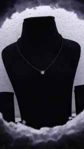 Mangalsutra tendance avec diamants cultivés en laboratoire sertis à griffes, certificat IGI, or jaune massif, style classique pour femme, bijoux de mariage - Product Image 3