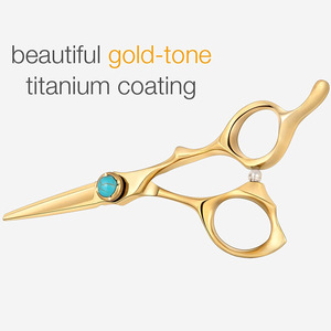 Tijeras de Peluquería Profesionales de Titanio Color Dorado, Cuchillas Afiladas, Tijeras para Salón de Belleza, Tijeras para Peluqueros Diestros - Product Image 3