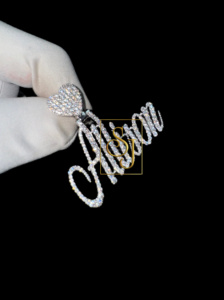 Women's Trendy Iced 925 Solid Silver Lab Grown Diamond Personalized Name Necklace Heart Pendant Customized Gift for Girlfriend - Product Image 6