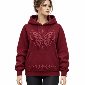 Stylish <b>Women</b> Puff Printing <b>Hoodie</b> Combining Textured Graphics <b>Soft</b> Fabric And Relaxed Comfort For Contemporary Streetwear - Product Image 1