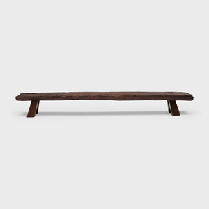 Banc bas d'extérieur rustique en bois d'orme récupéré, plateau épais, pieds évasés, tabouret en bois écologique, durable et résistant à l'eau pour l'extérieur - Product Image 1