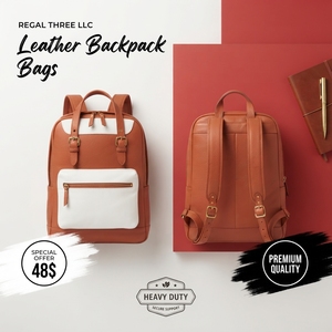 Bolso de Hombro de Cuero de Moda, Mochila de Cuero Minimalista, Mochila Escolar de Cuero de Doble Asa, Mochila de Gran Capacidad - Product Image 1