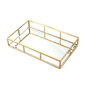 Elegant Home Decoration Metal <b>Mirror</b> Serving Tray Luxury Coffee Table Centerpiece Display Plate With Shiny Frame - Product Image 3