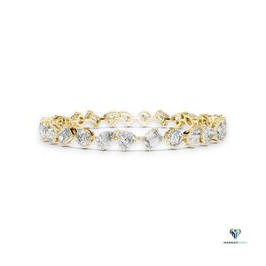 10.29 TCW Multi-Shape Lab Grown Diamond Bracelet in 18K <b>Solid</b> <b>Gold</b>, Round Heart Emerald Pear Marquise Link Bracelet, 6.5 Inch - Product Image 3