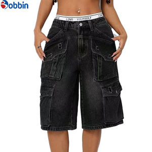 Pantalones Cortos de Mezclilla de Verano para Mujer, Cómodos, Estilo Simple, Holgados, Tipo Cargo, de Pierna Ancha, Lavables, Estilo Boyfriend, con Bolsillos Laterales - Product Image 5