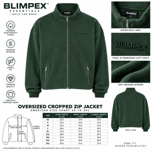 Custom Unisex Oversized Cropped Full Zip Sweatshirt <b>Jacket</b> Stand Collar Fleece Outerwear with Zipper Pockets OEM Private Label - Product Image 6