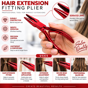 Pince à sertir professionnelle pour extensions de cheveux rouges de 5 pouces, en acier inoxydable, pour micro-anneaux et perles, légère et réutilisable INTENSE - Product Image 5