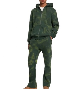 Ensemble de survêtement camouflage pour homme, sweat-shirt et pantalon en coton à fermeture éclair intégrale, vêtements décontractés d'automne avec poches latérales - Product Image 1