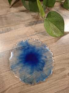 Handmade Resin Coaster Irregular Shape Classic Blue Design <b>Table</b> <b>Mat</b> Decor Lightweight Easy to Use - Product Image 2