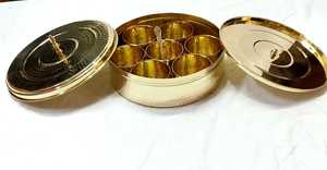 Golden Spice <b>Box</b> With Lid And Compartment For <b>Herbs</b> And Spices Metal <b>Herb</b> Storage Container Durable Design Hand Wash Only - Product Image 6