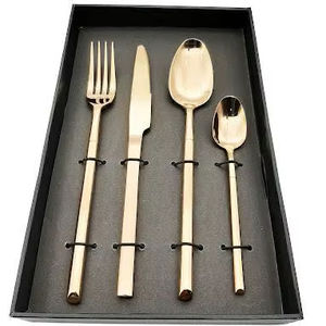 Ensemble de couverts jetables en acier inoxydable, couteau, fourchette, cuillère, style occidental, pour steak, or et argent, pour mariage, événements, cadeaux - Product Image 1