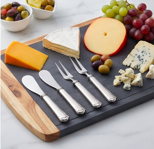 Juego de 4 cuchillos para queso de acero inoxidable, 2 espátulas, 2 tenedores, mangos plateados, aptos para lavavajillas, para uso en la cocina - Product Image 6