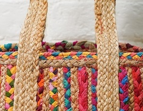 Striped Jute Women's Bohemian Tote Bag Open Closure Summer Daily Use Multi Color Durable Shoulder <b>Handbag</b> - Product Image 3