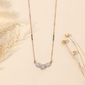 Lab Grown Diamond Mangalsutra Necklace Pear & Round Halo Diamond Pendant Rose Gold Modern Mangalsutra Wedding Jewelry <b>Gift</b> - Product Image 3