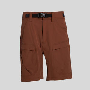 Shorts Bermuda en Coton Marron pour Homme, Taille Mi-Haute, Style Décontracté avec Poches, Tissu Uni Teint, Fermeture à Boutons - Product Image 2