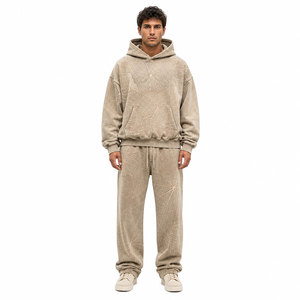 Survêtement décontracté léger pour l'hiver, effet délavé, design confortable, doublure en molleton 100% coton pour les activités de plein air et les voyages - Product Image 1