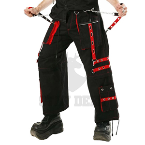 Pantalon cargo gothique taille haute, jambe large, multi-poches, style streetwear alternatif, décontracté pour le quotidien - Product Image 3