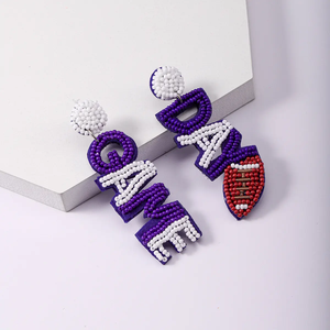 Boucles d'oreilles pendantes perlées AGGIES pour femme, en alliage plaqué or, style bohème, bijoux de fête tendance, motif lettres, boucles d'oreilles statement - Product Image 6