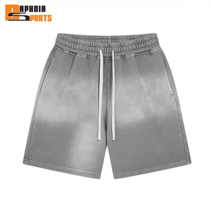 Pantalones Cortos de Algodón Grueso Unisex de Diseño Urbano, con Logotipo Personalizado, Estilo Vintage, Lavado, Efecto Desgastado por el Sol - Product Image 1