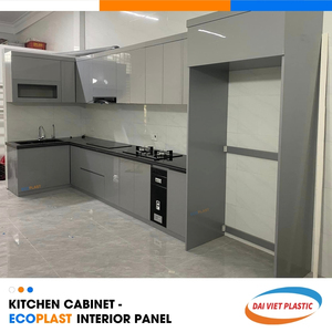 Gabinetes de cocina de estilo monocromático Fábrica de fabricación líder de Vietnam Panel interior de PVC - Product Image 5