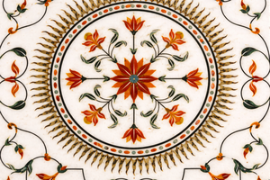 Mesa de Comedor o Café de Lujo con Incrustaciones de Mármol Personalizadas, Diseño Floral en Piedra Hecho a Mano, para Decoración de Interiores - Product Image 3