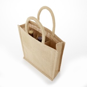 Meilleur prix Sac fourre-tout écologique élégant en jute pour bouteille de vin Sac cadeau élégant pour le vin promotionnel - Product Image 4