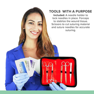 Kit de sutura quirúrgica, juego de instrumentos de acero inoxidable para estudiantes de medicina, certificado CE clase I, kit de sutura de uso manual. - Product Image 4
