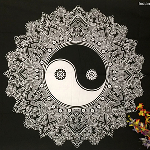 Tapisserie Imprimé Coton Fleur Yin Yang Double Taille Couvre-lit Tenture Murale Plusieurs Couleurs Décor À La Maison Par Les Expéditeurs Indiens - Product Image 1