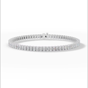 Bracelet tennis majestueux en diamant de laboratoire taille émeraude 3x2mm certifié IGI, en argent sterling 925, bijoux de luxe pour femme - Product Image 1