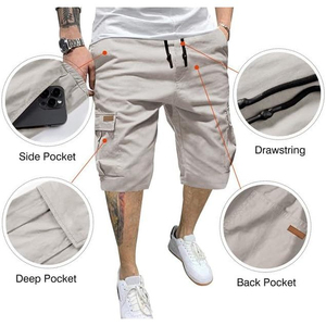 Shorts Bermuda en Coton Oxford Gris pour Homme, Taille Moyenne, Style Décontracté avec Poches et Braguette Boutonnée - Product Image 2