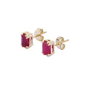 Boucles d'oreilles minimalistes en or jaune massif 14K avec pierres précieuses octogonales naturelles pour femmes et filles pour les fiançailles de mariage - Product Image 1