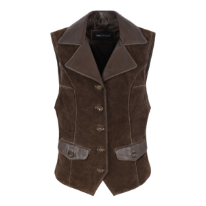 Chaleco de Cuero Genuino para Mujer, Sin Mangas, con Botones al Frente, Estilo Clásico, Fabricación OEM/ODM, Etiqueta Privada, Venta al Por Mayor - Product Image 3