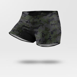 Shorts en coton côtelé extensible de haute qualité 220 GSM, blancs, avec logo embossé, taille haute, pour femmes. - Product Image 2