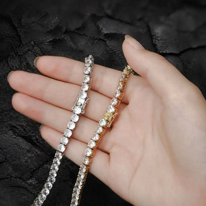 Collier Tennis Hip Hop en Argent Sterling 925 Plaqué Or avec Moissanite D-VVS – Chaînes Tennis Unisexe - Product Image 5