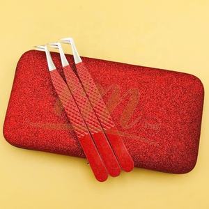 Pinzas de extensión de punta de plata para mujer, juego de pinzas de color rojo, de lujo, profesional, personalizado, Etiqueta Privada - Product Image 1