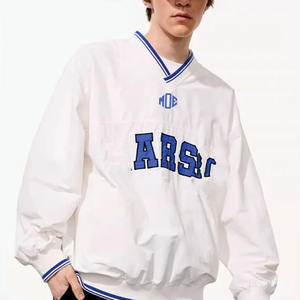 Maillot de football américain blanc col en V style streetwear, haut d'entraînement léger, logo personnalisé, vêtements de sport, service OEM, commandes en gros - Product Image 6